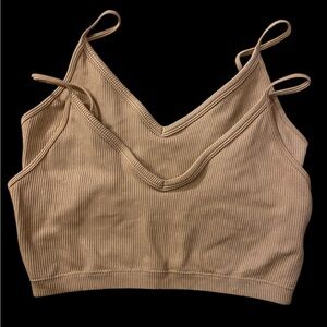 No Boundaries Tan Ribbed Bra with Adjustable Straps